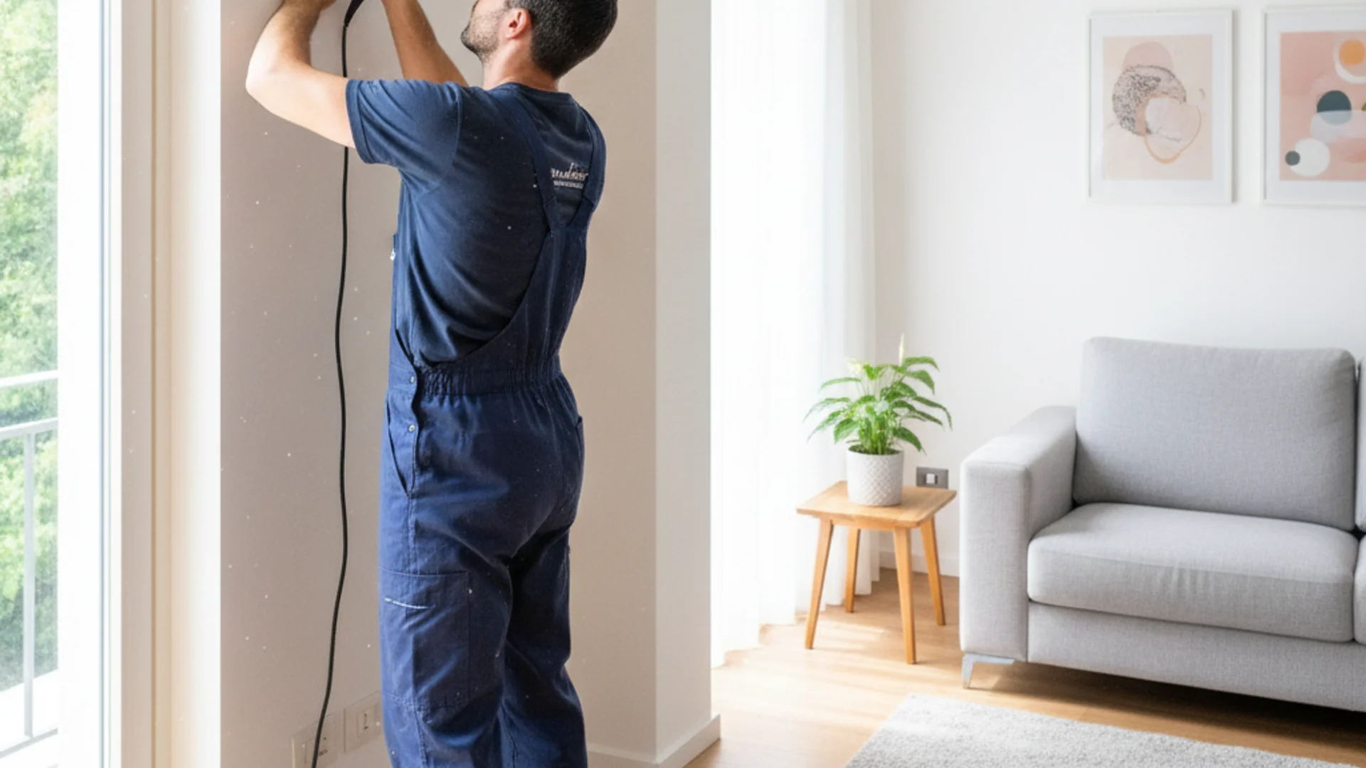 Tecnico installa un condizionatore a Bergamo